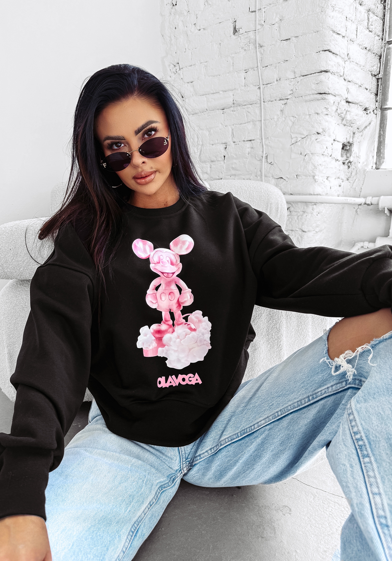 Bluza damska bawełniana AZAELA OLAVOGA czarna