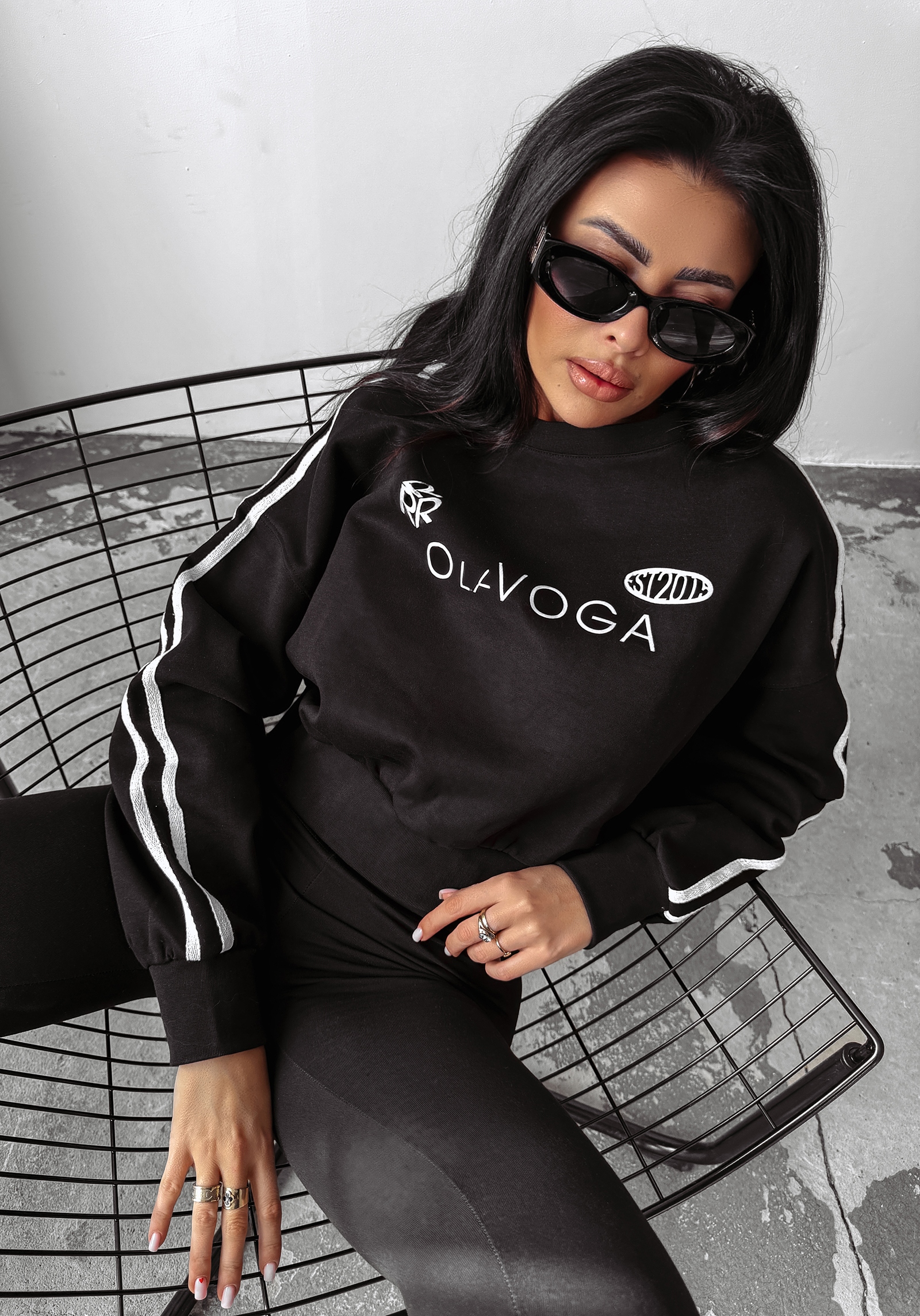 Bluza damska z lampasami BRAINY OLAVOGA czarna