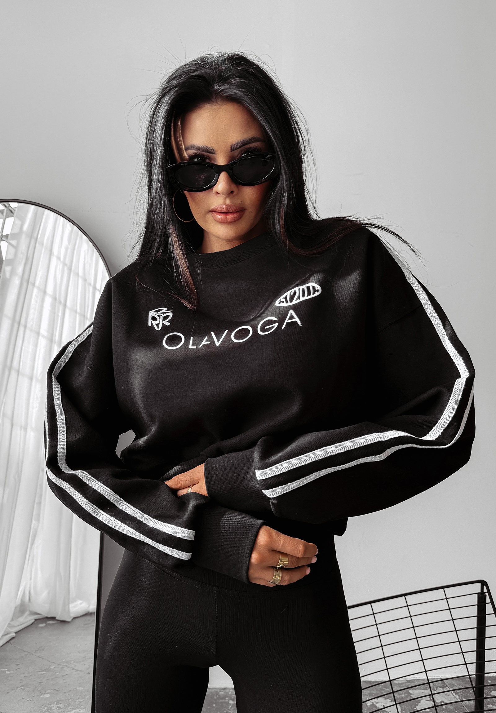 Bluza damska z lampasami BRAINY OLAVOGA czarna