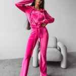 Komplet welurowy MAPLE OLAVOGA amarantowy