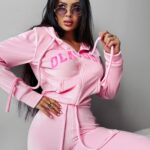 Komplet welurowy MAPLE OLAVOGA pudrowy róż