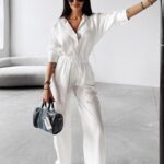 Komplet damski o luźniejszym kroju SERENE OLAVOGA ecru