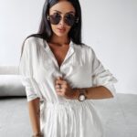 Komplet damski o luźniejszym kroju SERENE OLAVOGA ecru