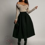 Bluzka prążkowana z kołnierzem LIDIA beżowa