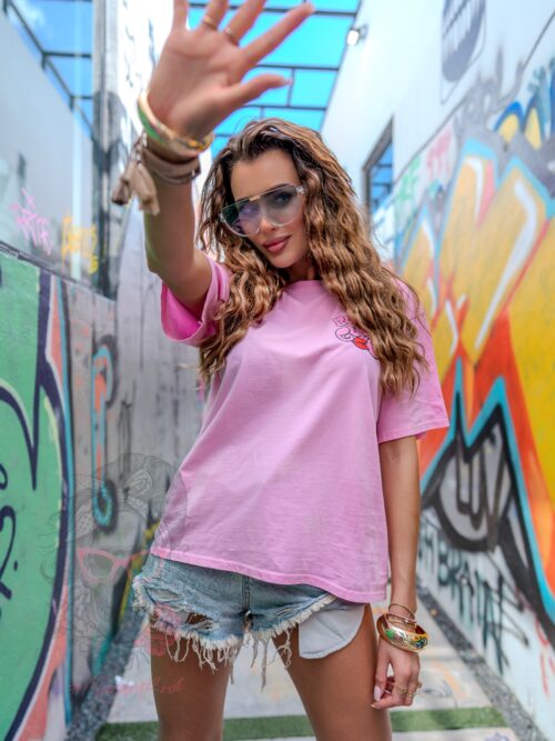 T-shirt Queen pudrowy