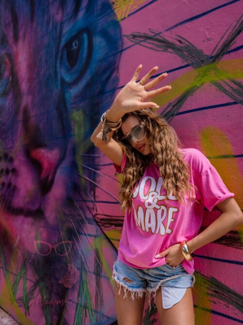 T-shirt bawełniany Solemare różowy