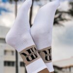 Skarpetki damskie ze ściągaczem BIG LOGO białe