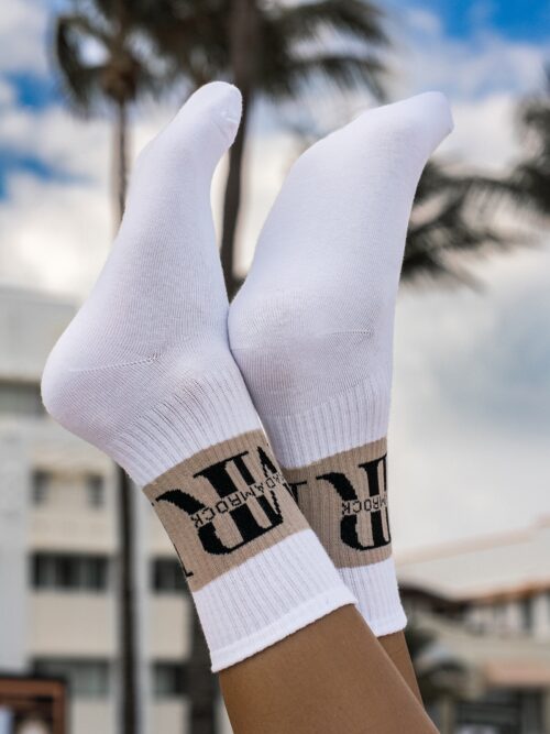 Skarpetki damskie ze ściągaczem BIG LOGO białe