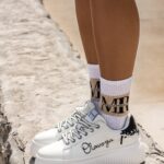 Skarpetki damskie ze ściągaczem BIG LOGO białe