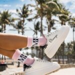 Skarpetki damskie ze ściągaczem BIG LOGO różowe