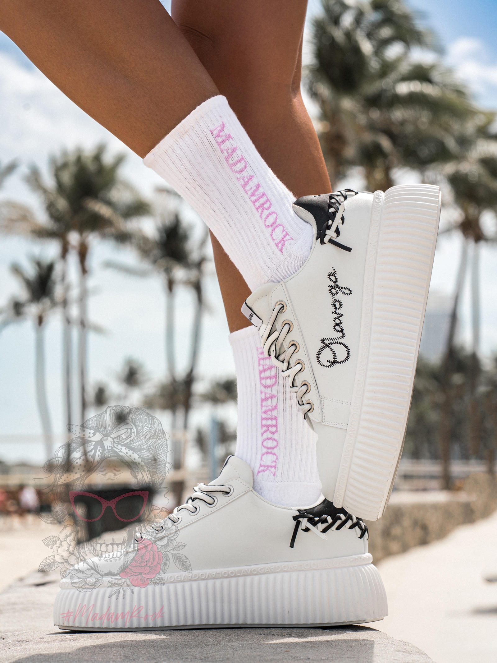 Skarpetki damskie półfrotte CITYS biało-różowe