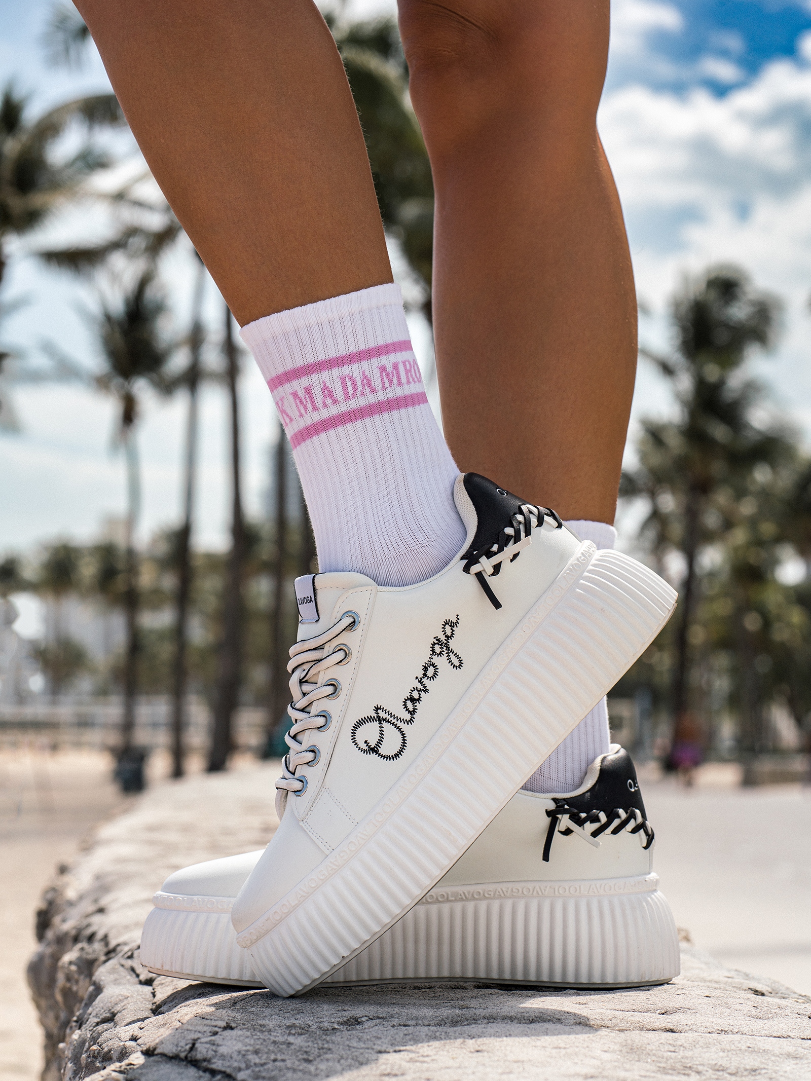 Skarpetki damskie METRO biało-różowe