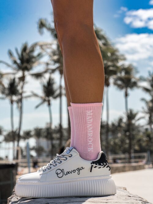 Skarpetki damskie półfrotte CITYS różowo-białe