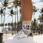 Skarpetki damskie ze ściągaczem BIG LOGO beżowe