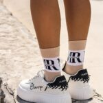 Skarpetki damskie ze ściągaczem BIG LOGO beżowe