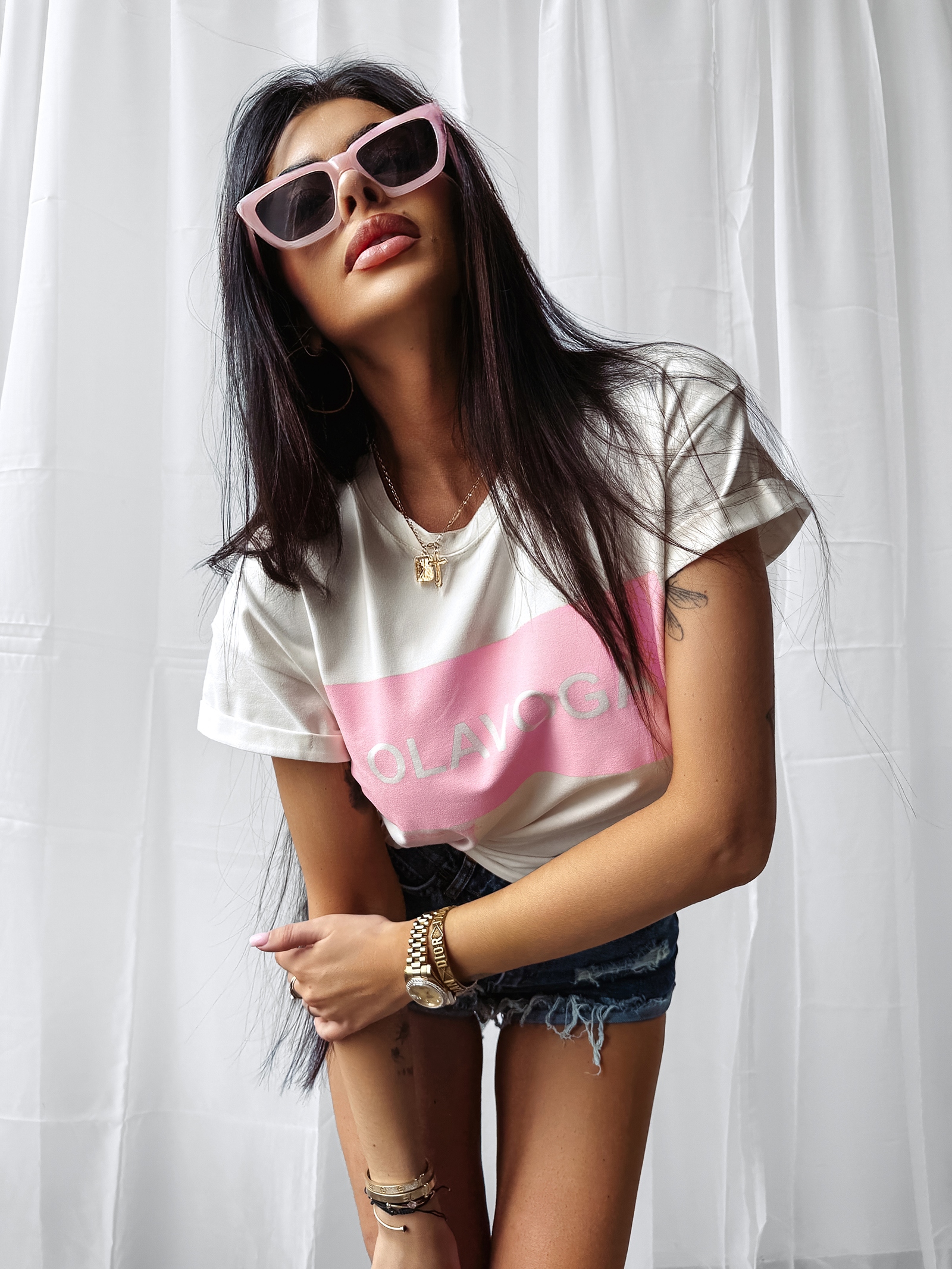 T-shirt bawełniany SNACK OLAVOGA ecru