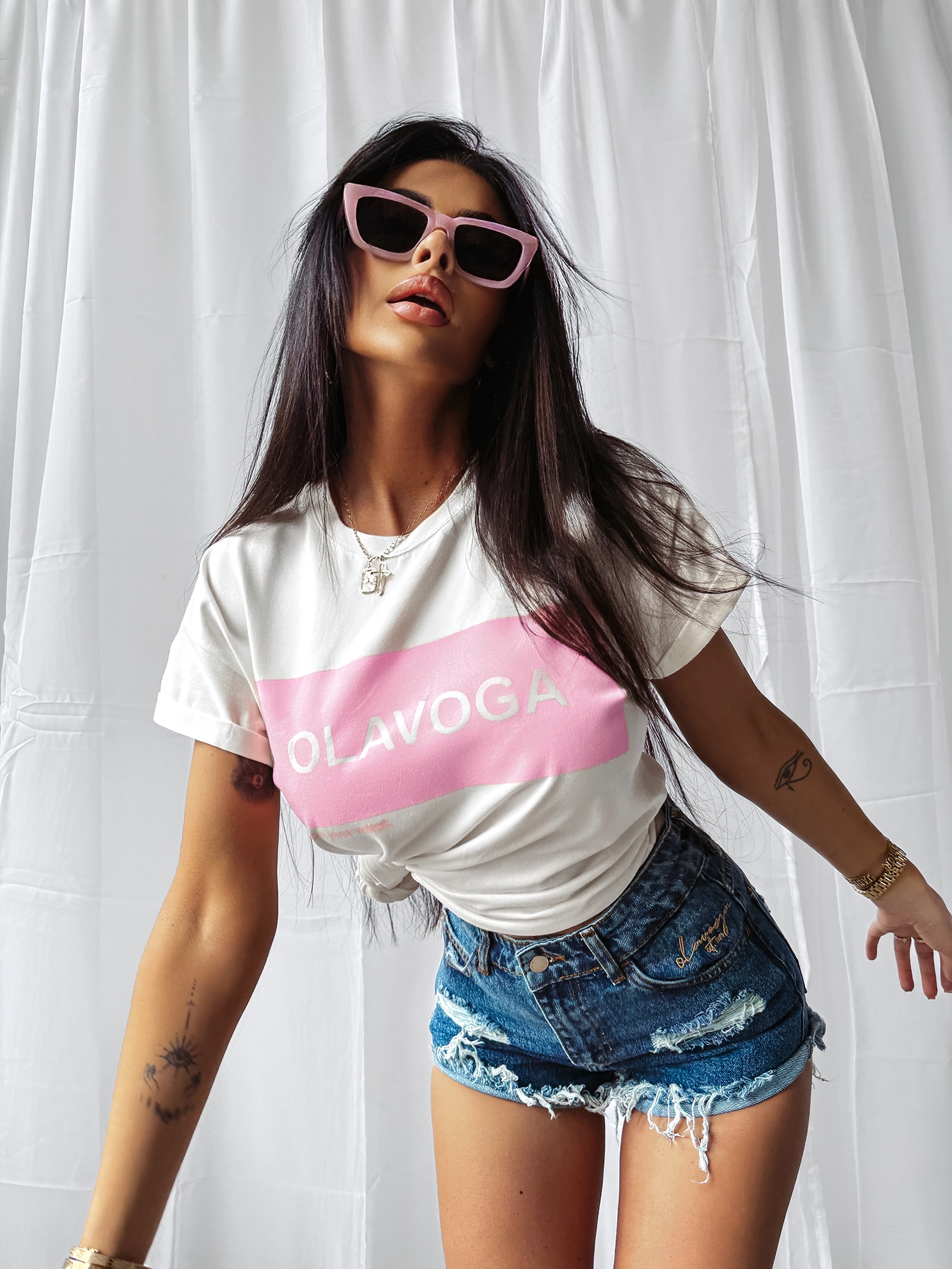 T-shirt bawełniany SNACK OLAVOGA ecru