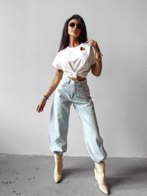 T-shirt z wycięciem LILAC OLAVOGA ecru