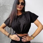 T-shirt z haftem HOLLYHOCK OLAVOGA czarny