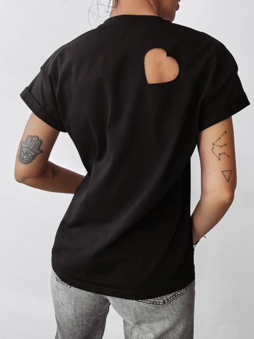 T-shirt z wycięciem LILAC OLAVOGA czarny