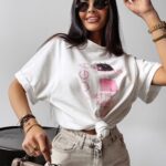 T-shirt casualowy MELANIA OLAVOGA ecru