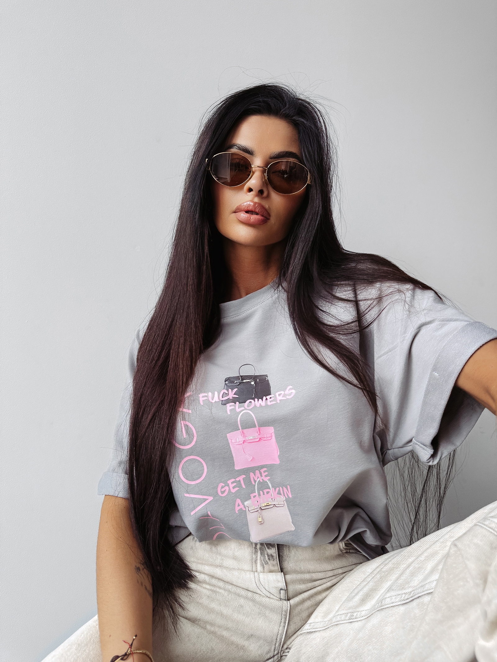 T-shirt casualowy MELANIA OLAVOGA szary