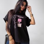 T-shirt casualowy MELANIA OLAVOGA czarny