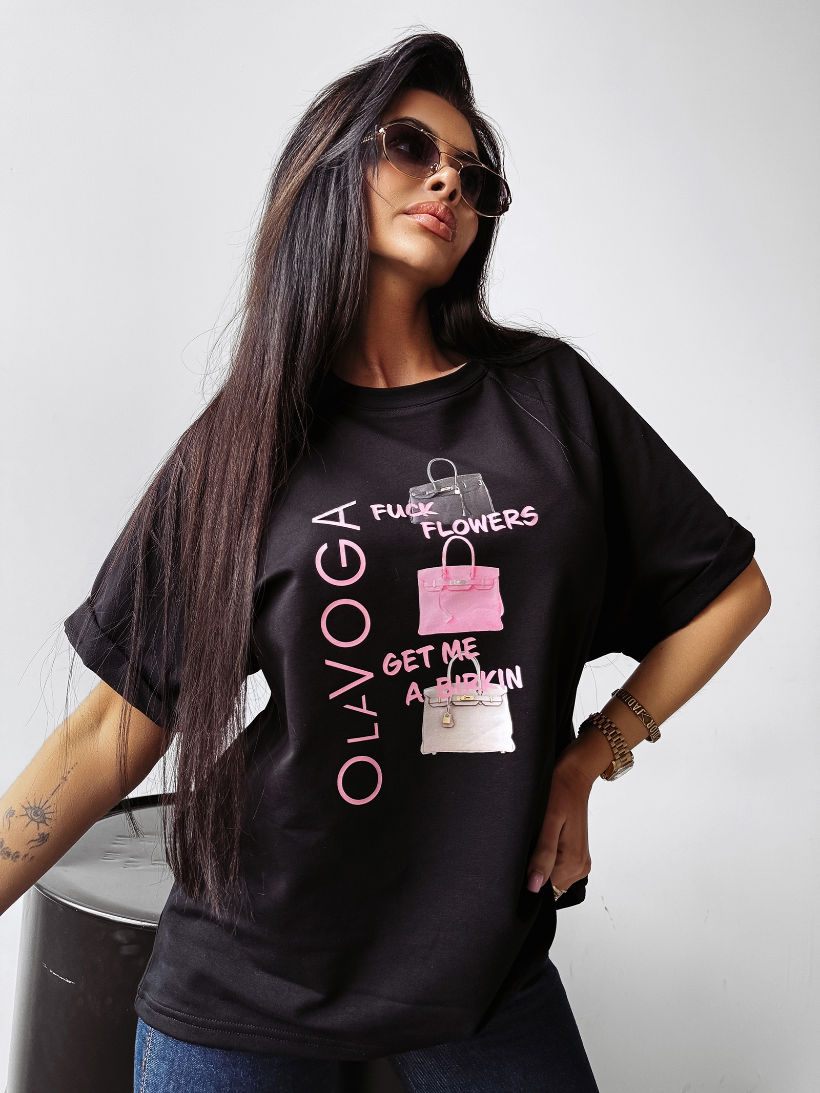 T-shirt casualowy MELANIA OLAVOGA czarny