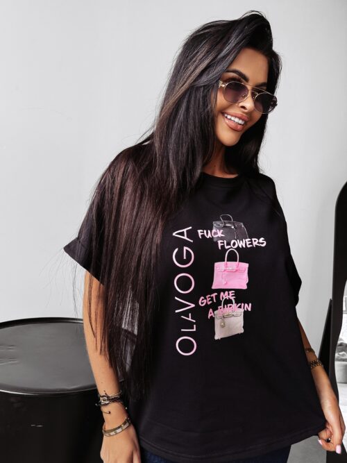 T-shirt casualowy MELANIA OLAVOGA czarny