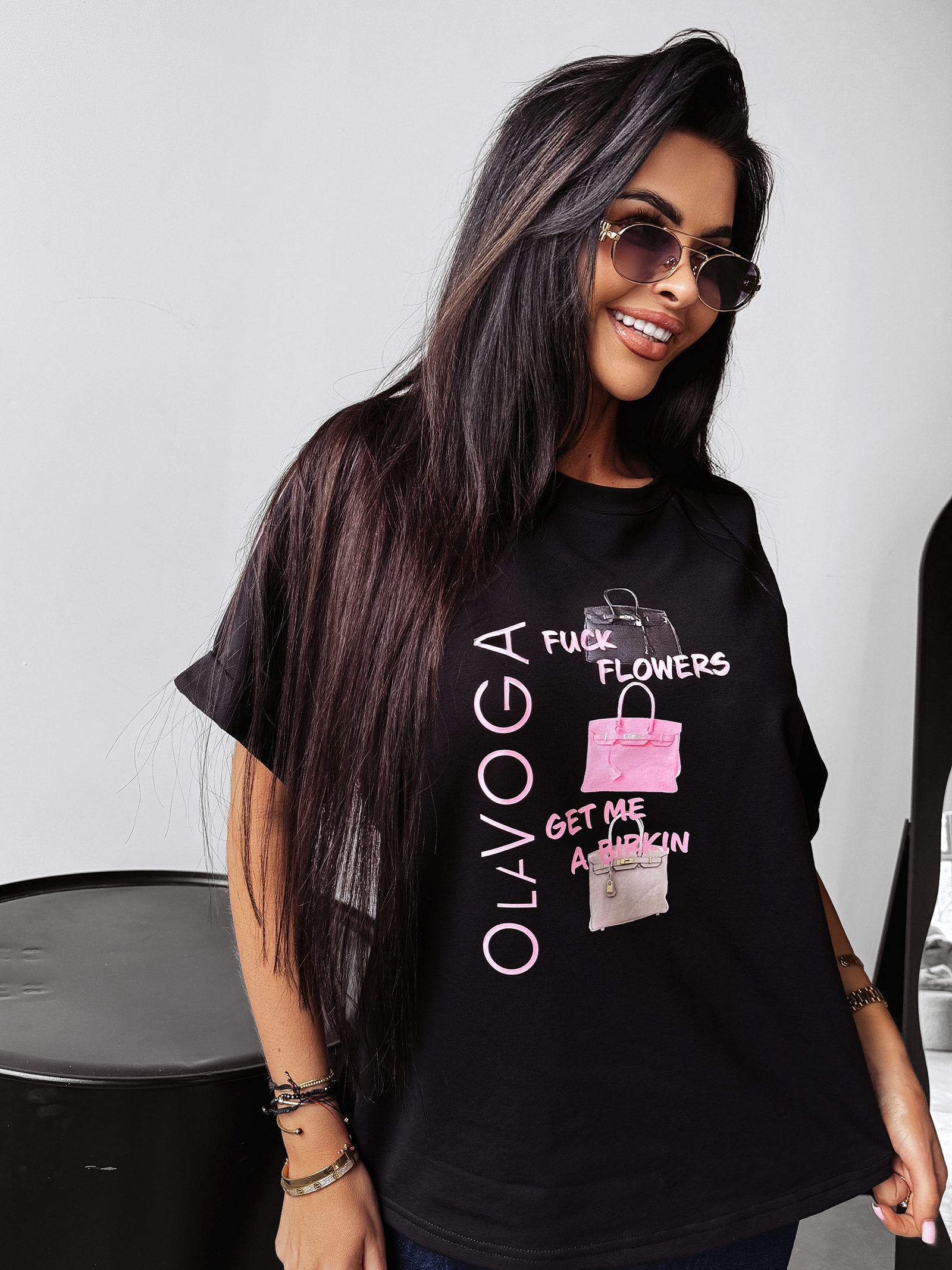 T-shirt casualowy MELANIA OLAVOGA czarny