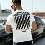 T-shirt męski slim SLEEK OLAVOGA ecru