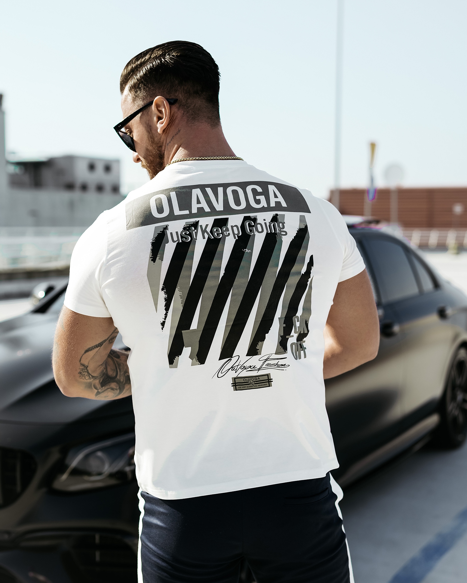 T-shirt męski slim SLEEK OLAVOGA ecru