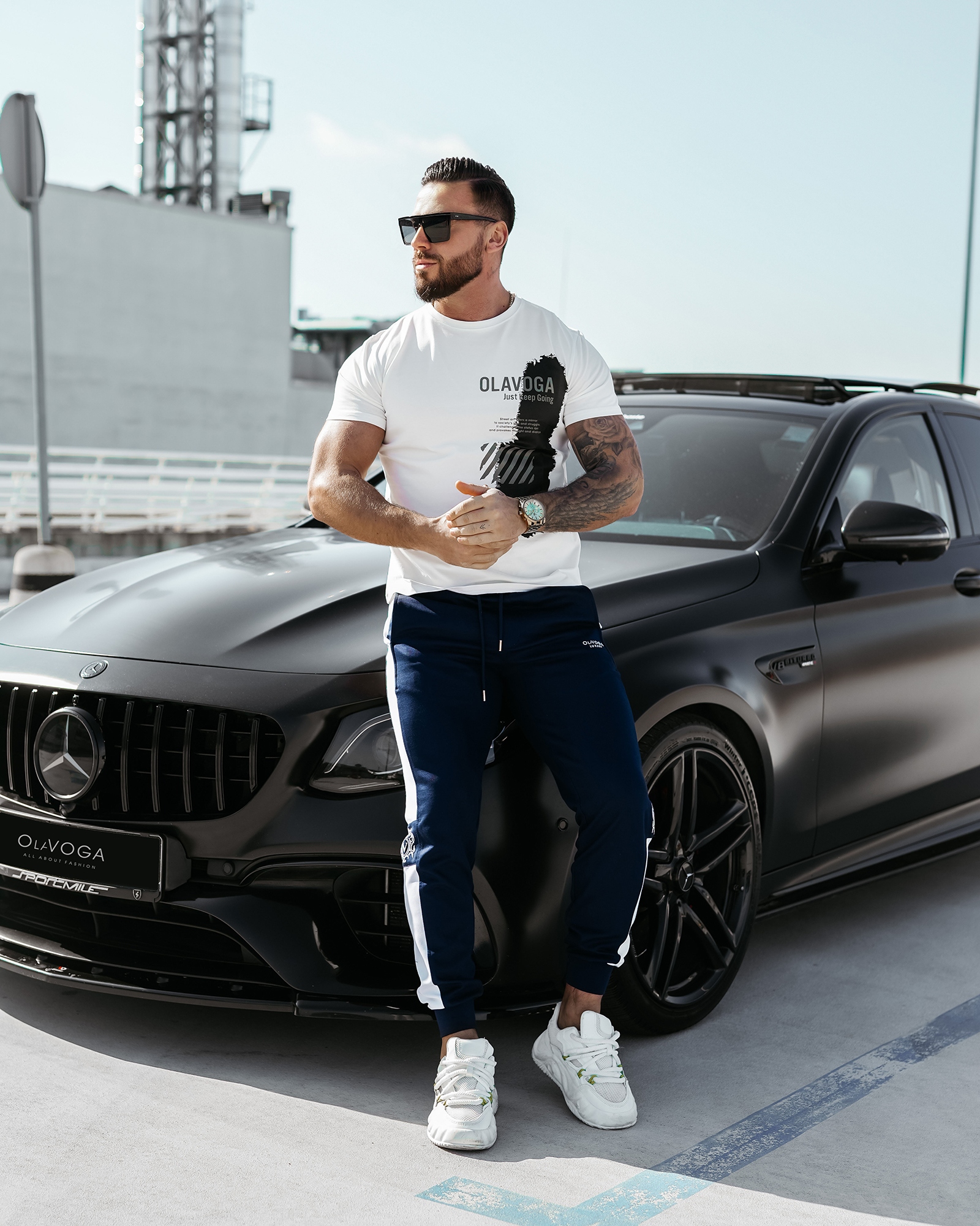 T-shirt męski slim SLEEK OLAVOGA ecru