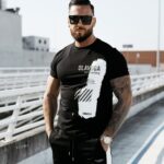 T-shirt męski slim SLEEK OLAVOGA czarny