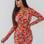 Sukienka marszczona w kwiaty Ola Voga Floral Fantasy żółta