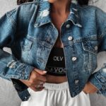 Kurtka/katana oversize jeansowa Korto Ola Voga średni niebieski