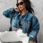 Kurtka/katana oversize jeansowa Korto Ola Voga średni niebieski