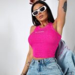 Top prążkowany Imely Ola Voga fuksja