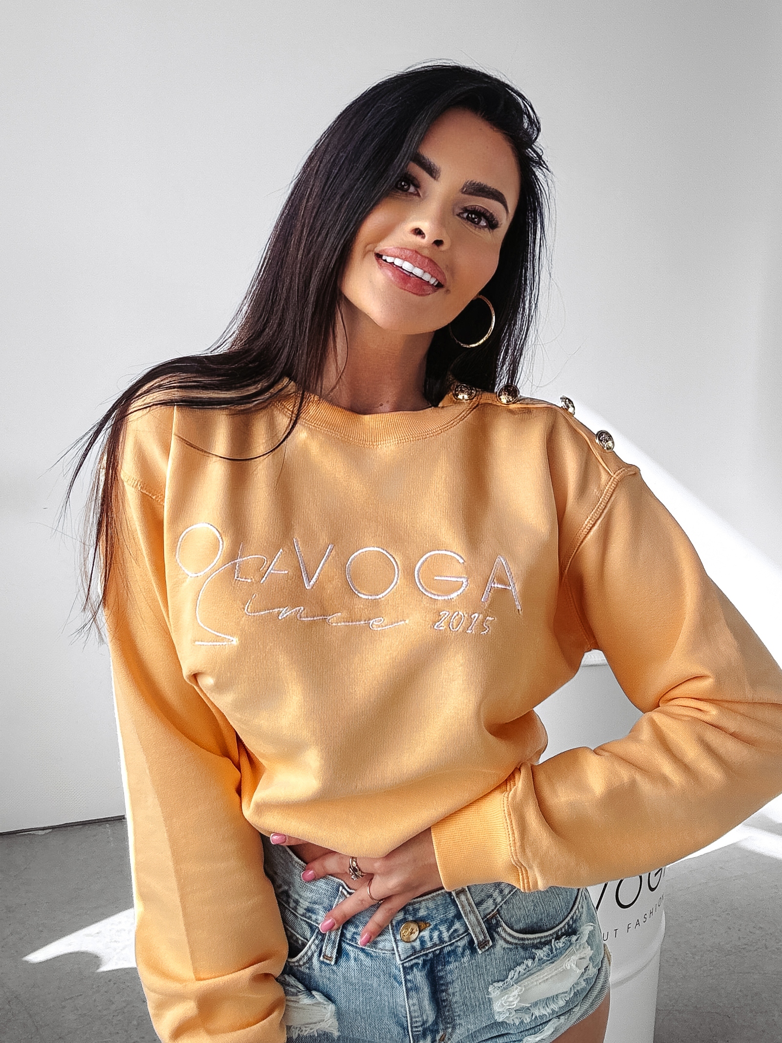 Bluza z haftem Lena Ola Voga brzoskwiniowa