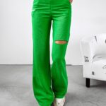 Spodnie damskie dresowe z wycięciem Scarlet Ola Voga zielone