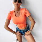 T-shirt elastyczny CHILLY Ola Voga koralowy