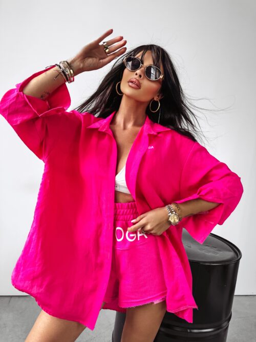 Koszula damska oversize Madly Ola Voga amarantowa