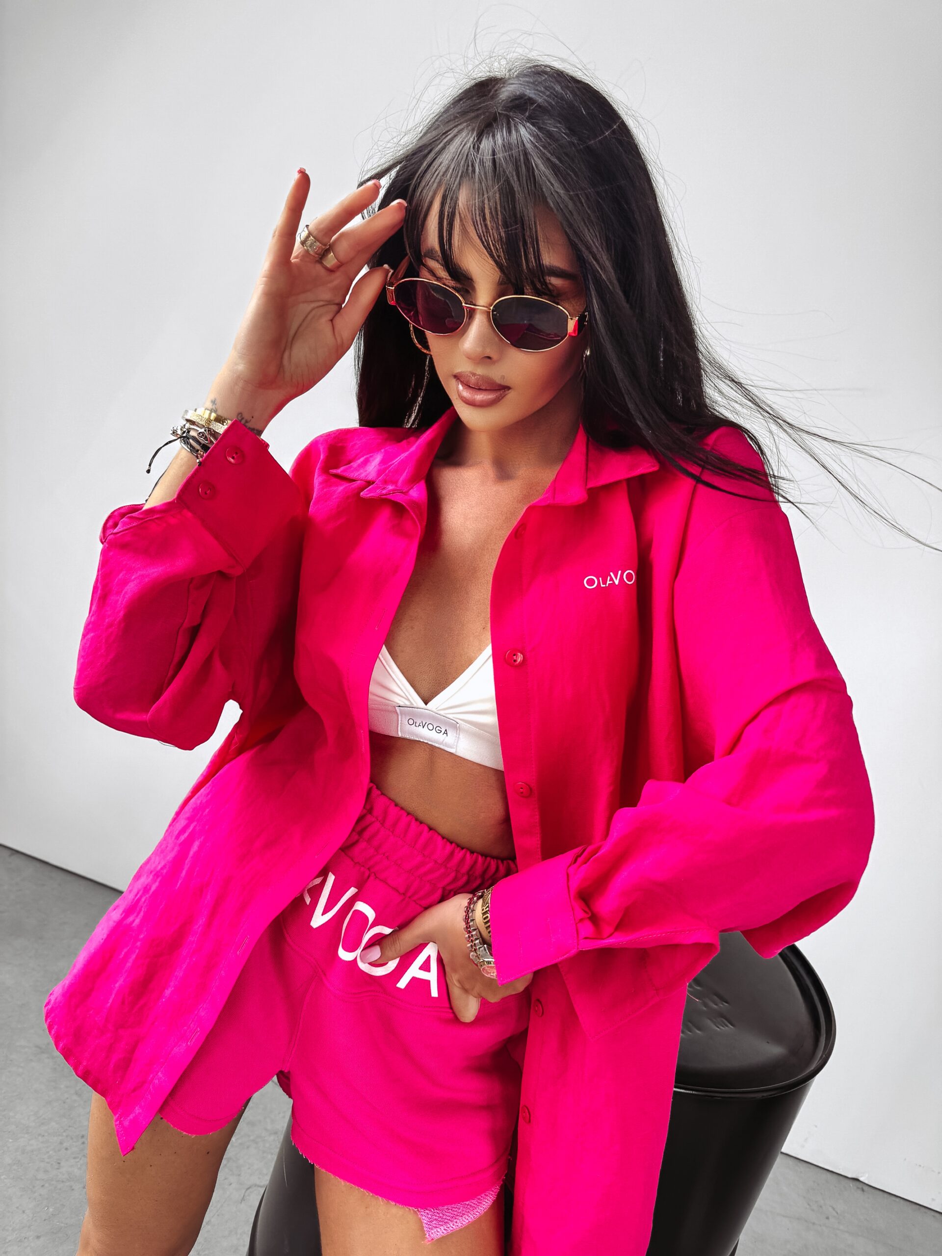 Koszula damska oversize Madly Ola Voga amarantowa