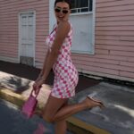 Sukienka szachownica NB TifTaf biało-różowa