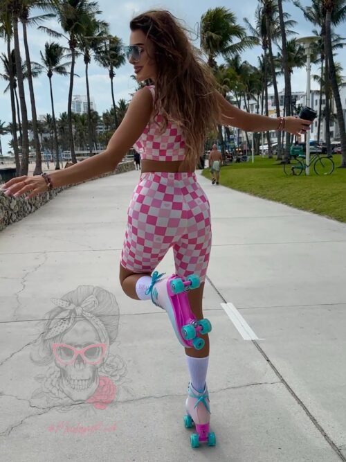 Komplet z kolarkami NB TifTaf biało-różowy