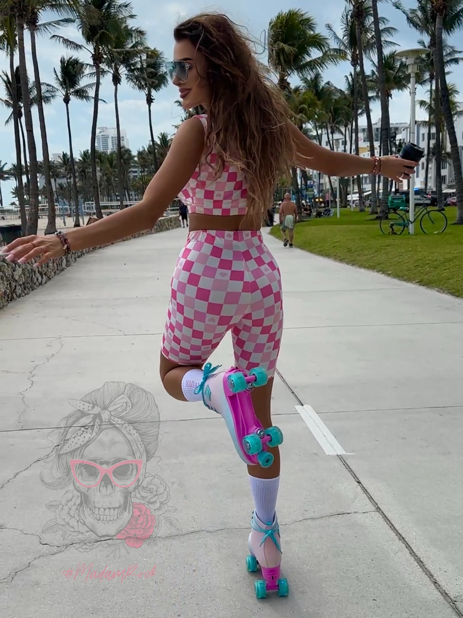 Komplet z kolarkami NB TifTaf biało-różowy