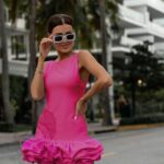 Sukienka mini z falbanką Reas II fuksja