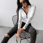 Bluzka z suwakiem BIANCO OLAVOGA ecru