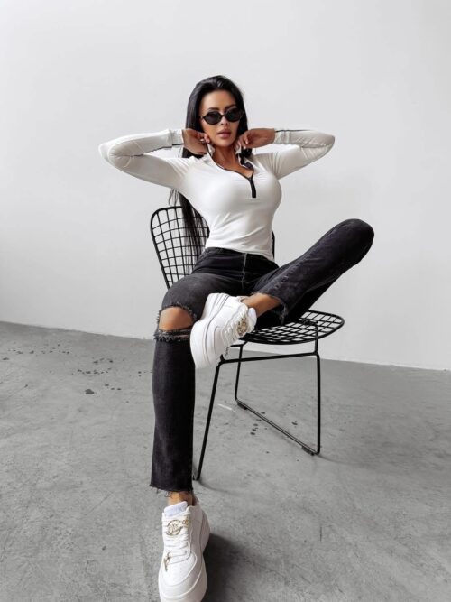 Bluzka z suwakiem BIANCO OLAVOGA ecru