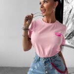 T-shirt bawełniany MYSTICAL OLAVOGA różowy